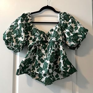 Free The Roses Puff Sleeve Top (Small)